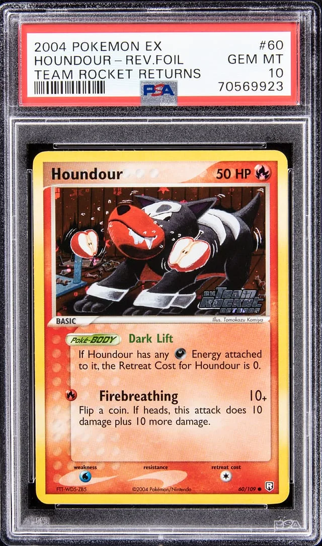 2004 Pokemon EX Team Rocket Returns Reverse Holofoil Houndour #60 card image