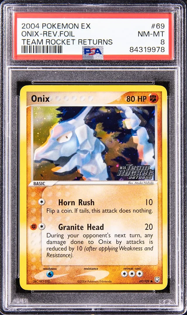 2004 Pokemon EX Team Rocket Returns Reverse Holofoil Onix #69 card image