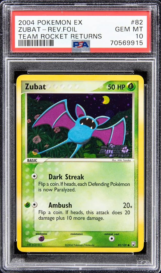 2004 Pokemon EX Team Rocket Returns Reverse Holofoil Zubat #82 card image