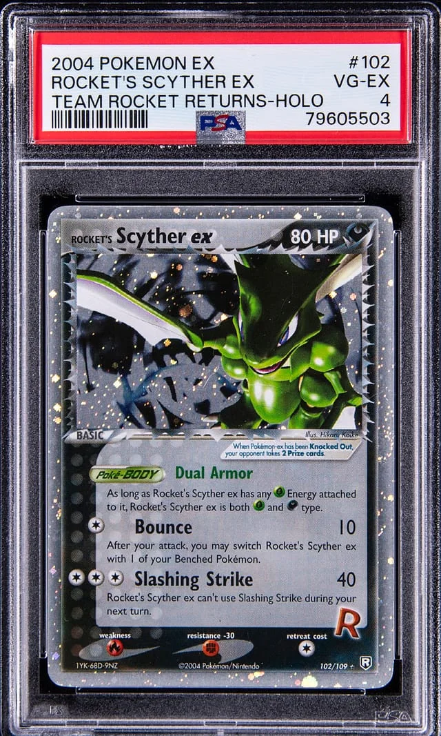 2004 Pokemon Ex Team Rocket Returns Rocket's Scyther Ex-Holo #102 card image