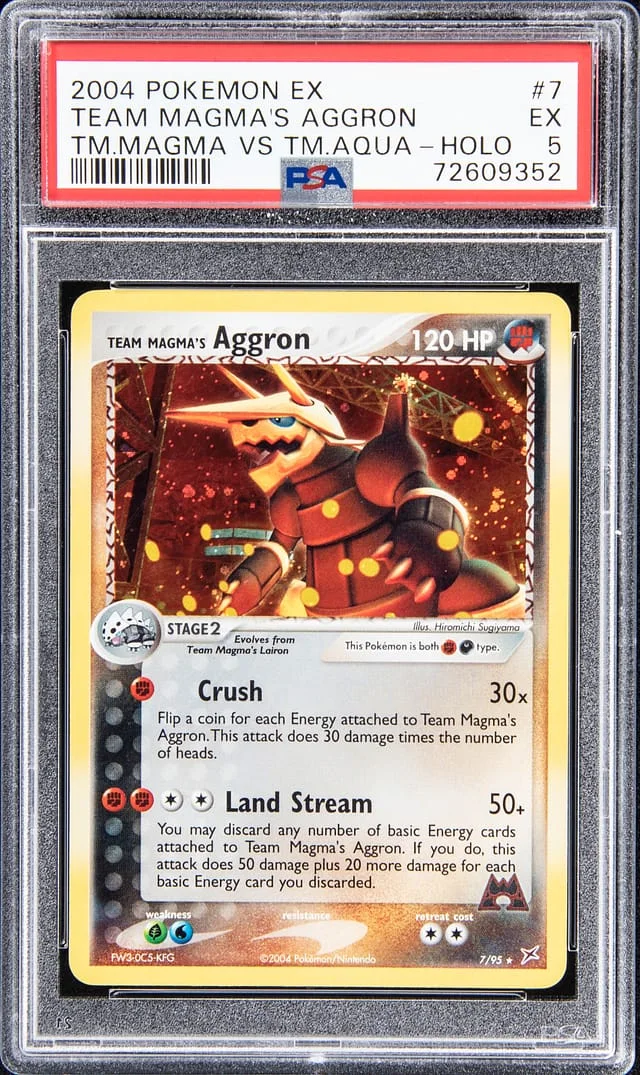 2004 Pokemon EX TM Magma VS TM Aqua - Holo Team Magma's Aggron #7 card image