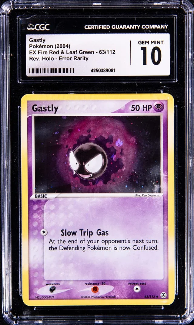 2004 Pokemon Reverse Holofoil - Error Rarity - Fire Red & Leaf Green Gastly #63 card image