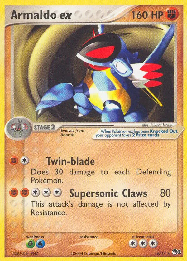 2004 POP Series 1 Armaldo ex Rare #16/17 Rare card image