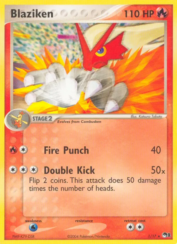 2004 POP Series 1 Blaziken Rare #01/17 Rare card image