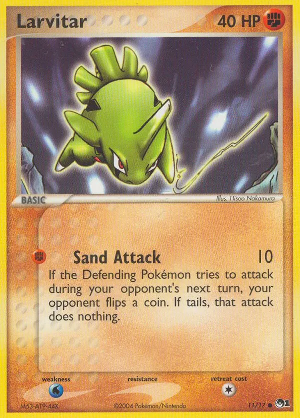 2004 POP Series 1 Larvitar Common #11/17 Common card image