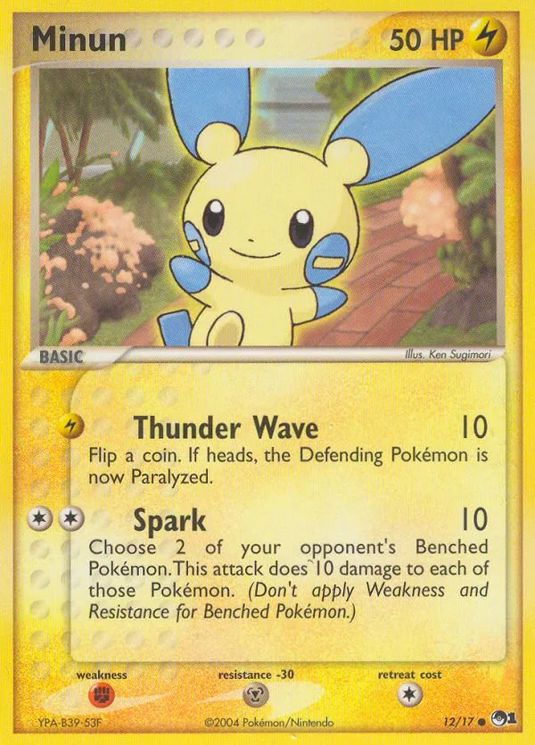 2004 POP Series 1 Minun Common #12/17 Common card image