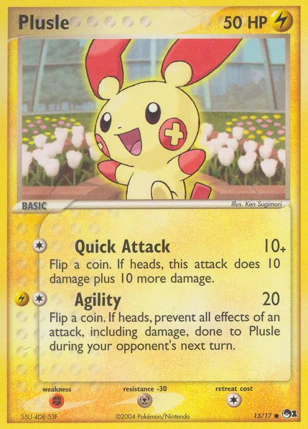 2004 POP Series 1 Plusle Common #13/17 Common card image
