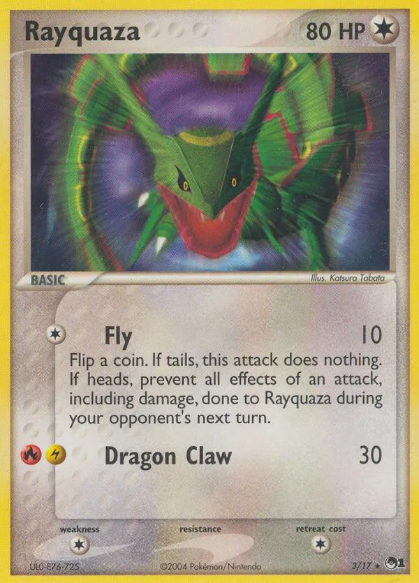 2004 POP Series 1 Rayquaza Rare #03/17 Rare card image