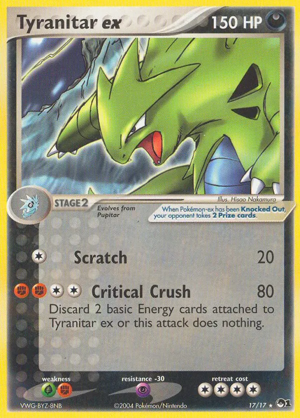 2004 POP Series 1 Tyranitar ex Rare #17/17 Rare card image