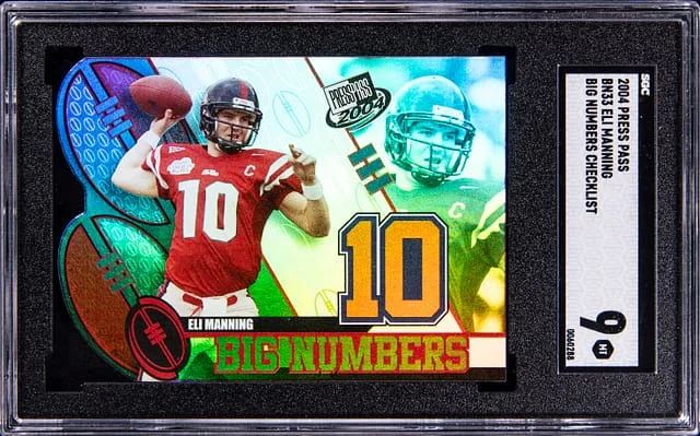 2004 Press Pass Big Numbers Checklist Eli Manning #BN33 card image