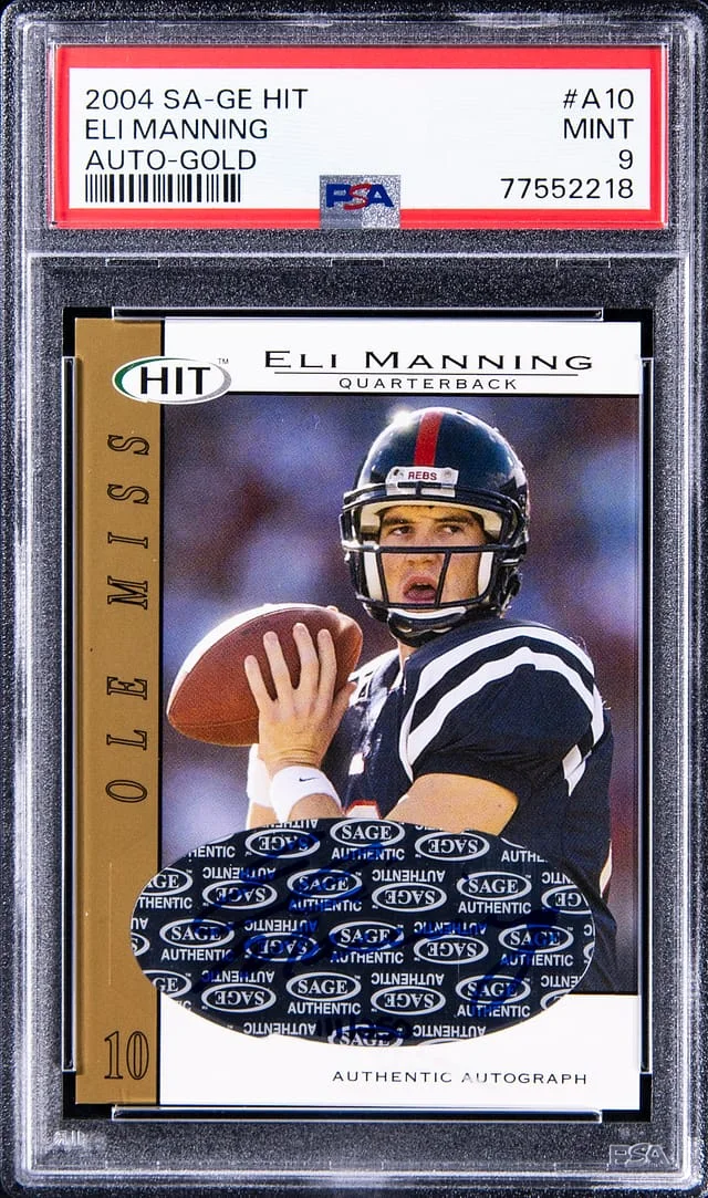 2004 Sa-ge Hit Autograph Gold Eli Manning #A10 card image