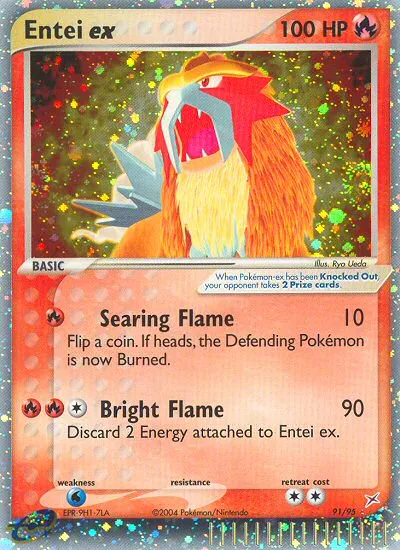 2004 Team Magma vs Team Aqua Entei ex #91/95 Rare Holo EX card image