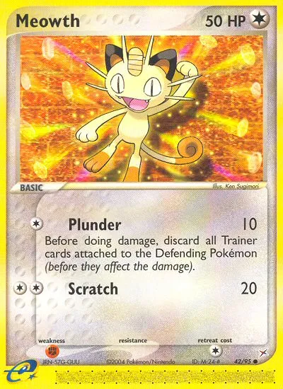2004 Team Magma vs Team Aqua Meowth Common #42/95 Common card image