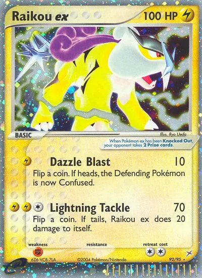 2004 Team Magma vs Team Aqua Raikou ex #92/95 Rare Holo EX card image