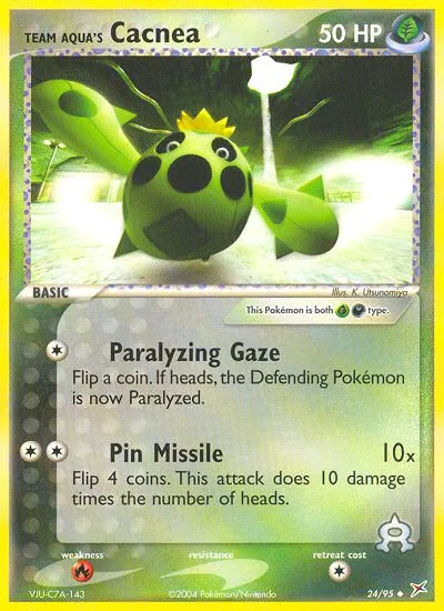 2004 Team Magma vs Team Aqua Team Aqua's Cacnea #24/95 Uncommon card image