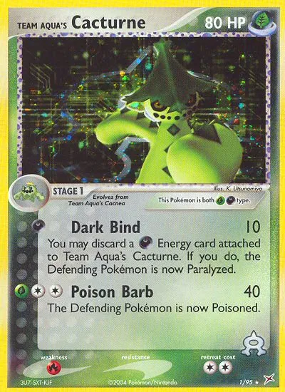 2004 Team Magma vs Team Aqua Team Aqua's Cacturne Rare Holo #01/95 Rare Holo card image