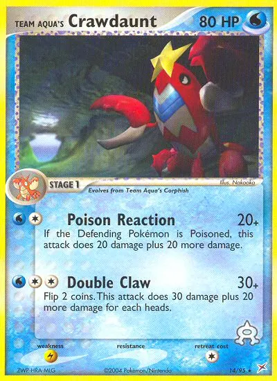 2004 Team Magma vs Team Aqua Team Aqua's Crawdaunt #02/95 Rare Holo card image
