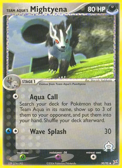 2004 Team Magma vs Team Aqua Team Aqua's Mightyena #30/95 Uncommon card image