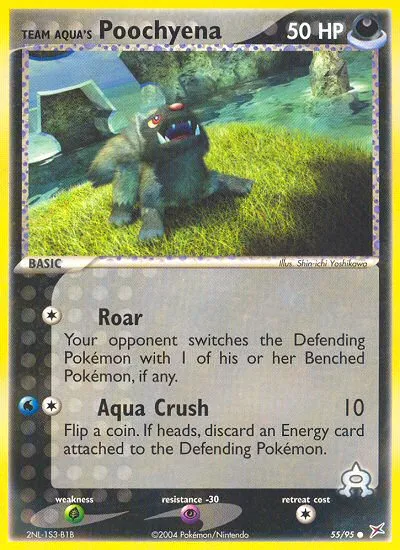 2004 Team Magma vs Team Aqua Team Aqua's Poochyena Common #54/95 Common card image
