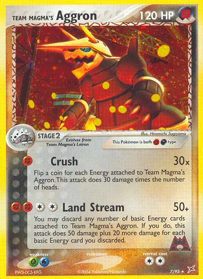 2004 Team Magma vs Team Aqua Team Magma's Aggron #07/95 Rare Holo card image