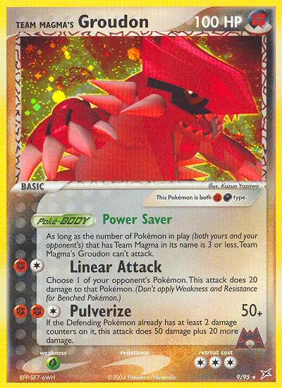 2004 Team Magma vs Team Aqua Team Magma's Groudon #09/95 Rare Holo card image
