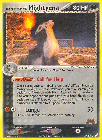 2004 Team Magma vs Team Aqua Team Magma's Mightyena #37/95 Uncommon card image