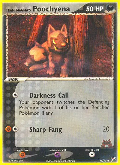 2004 Team Magma vs Team Aqua Team Magma's Poochyena Common #65/95 Common card image