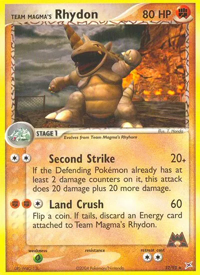 2004 Team Magma vs Team Aqua Team Magma's Rhydon #22/95 Rare card image