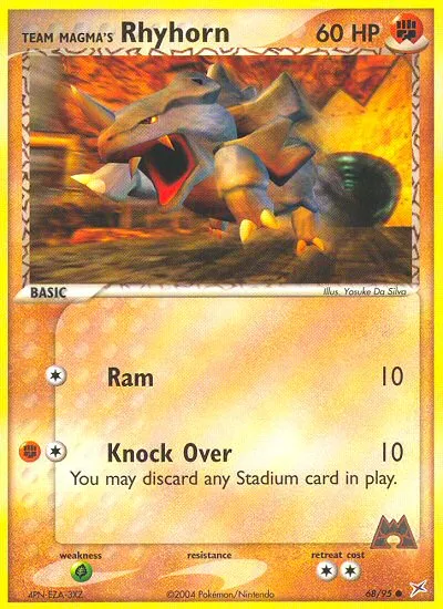 2004 Team Magma vs Team Aqua Team Magma's Rhyhorn #67/95 Common card image