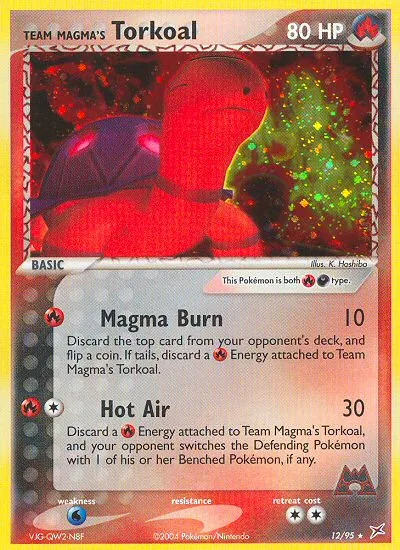 2004 Team Magma vs Team Aqua Team Magma's Torkoal #12/95 Rare Holo card image