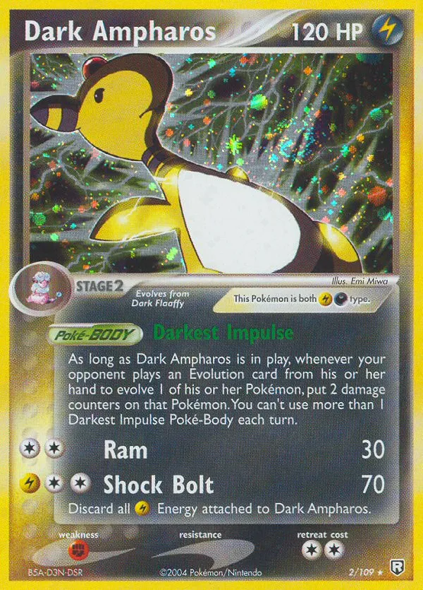 2004 Team Rocket Returns Dark Ampharos #002/109 Rare Holo card image