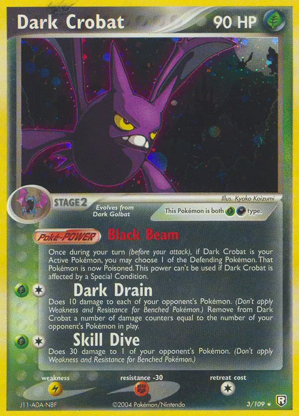 2004 Team Rocket Returns Dark Crobat Rare Holo #003/109 Rare Holo card image
