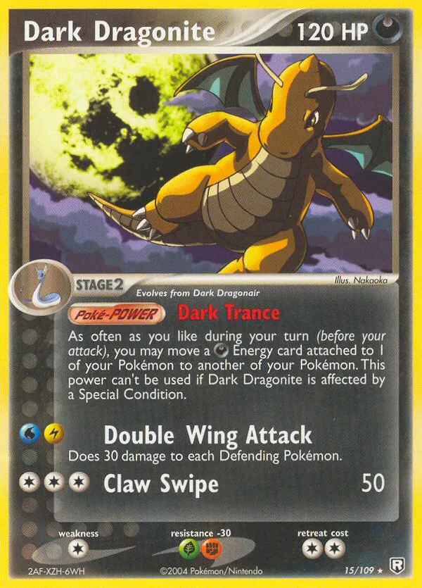 2004 Team Rocket Returns Dark Dragonite Rare #015/109 Rare card image