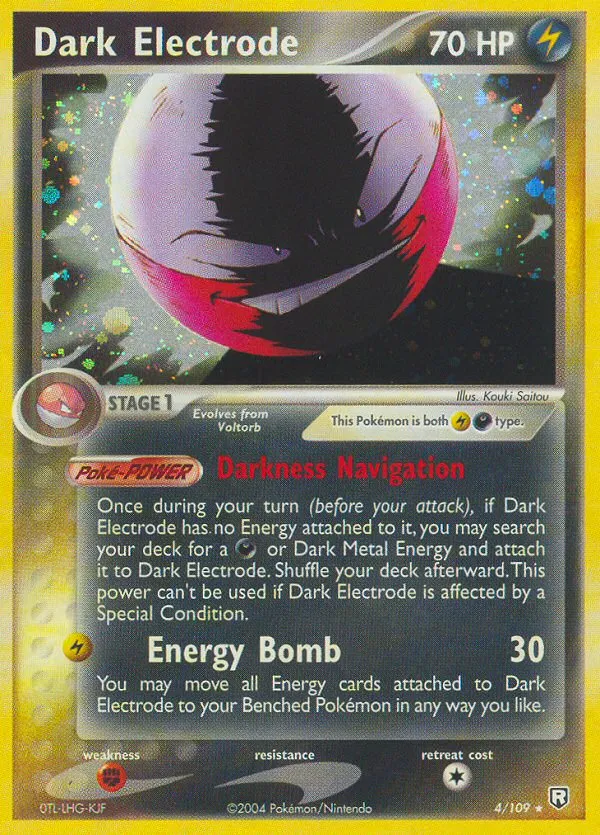 2004 Team Rocket Returns Dark Electrode Rare Holo #004/109 Rare Holo card image