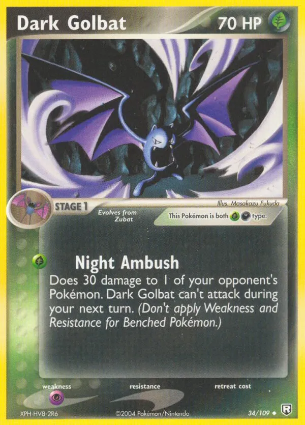 2004 Team Rocket Returns Dark Golbat Uncommon #034/109 Uncommon card image