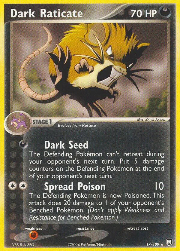 2004 Team Rocket Returns Dark Raticate #017/109 Rare card image