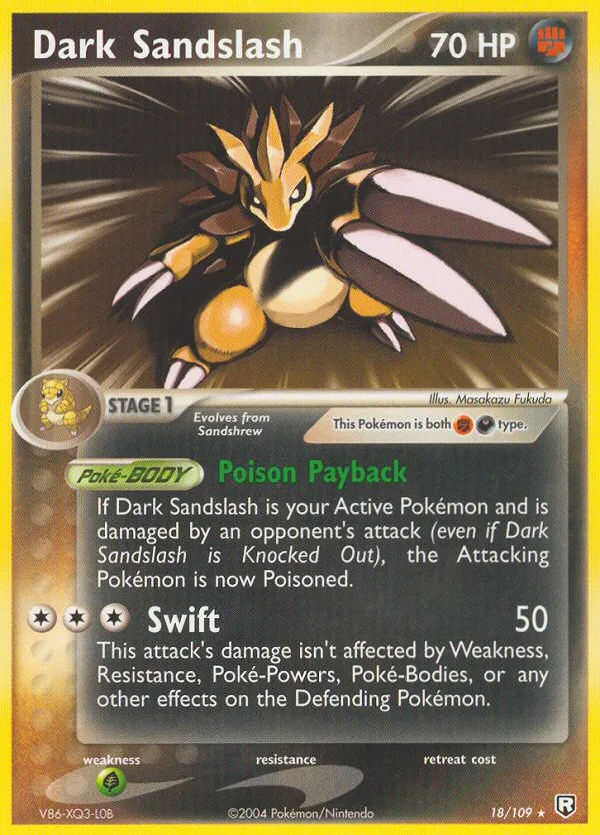 2004 Team Rocket Returns Dark Sandslash Rare #018/109 Rare card image