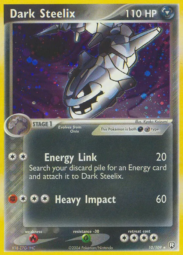 2004 Team Rocket Returns Dark Steelix Rare Holo #010/109 Rare Holo card image