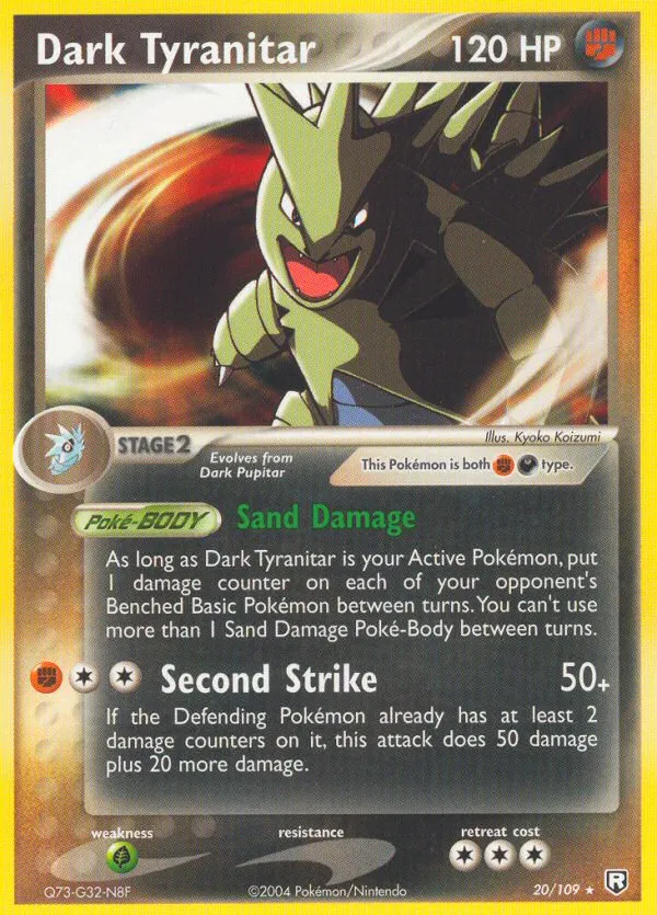 2004 Team Rocket Returns Dark Tyranitar #020/109 Rare card image