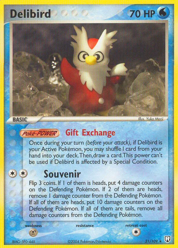2004 Team Rocket Returns Delibird Rare #021/109 Rare card image