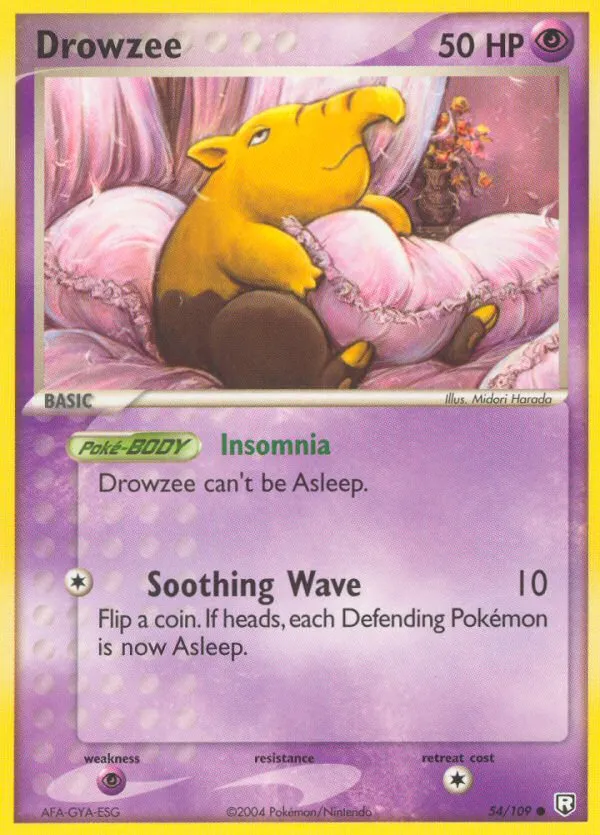 2004 Team Rocket Returns Drowzee Common #054/109 Common card image