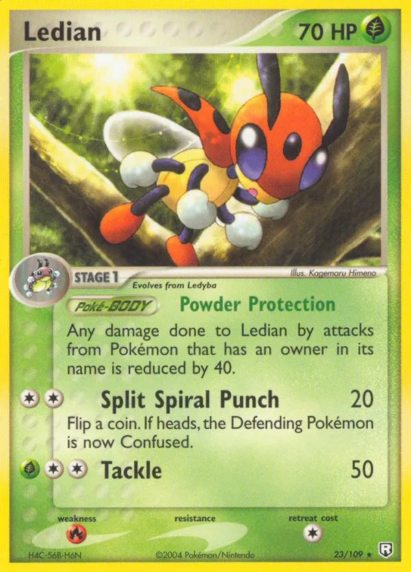 2004 Team Rocket Returns Ledian Rare #023/109 Rare card image