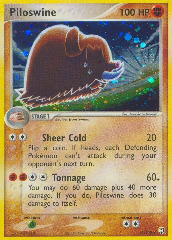2004 Team Rocket Returns Piloswine #013/109 Rare Holo card image