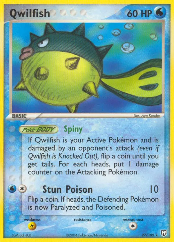 2004 Team Rocket Returns Qwilfish Rare #027/109 Rare card image