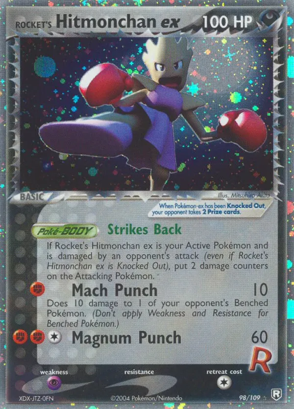 2004 Team Rocket Returns Rocket's Hitmonchan ex #098/109 Rare Holo EX card image