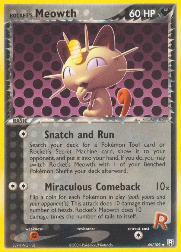 2004 Team Rocket Returns Rocket's Meowth Uncommon #046/109 Uncommon card image