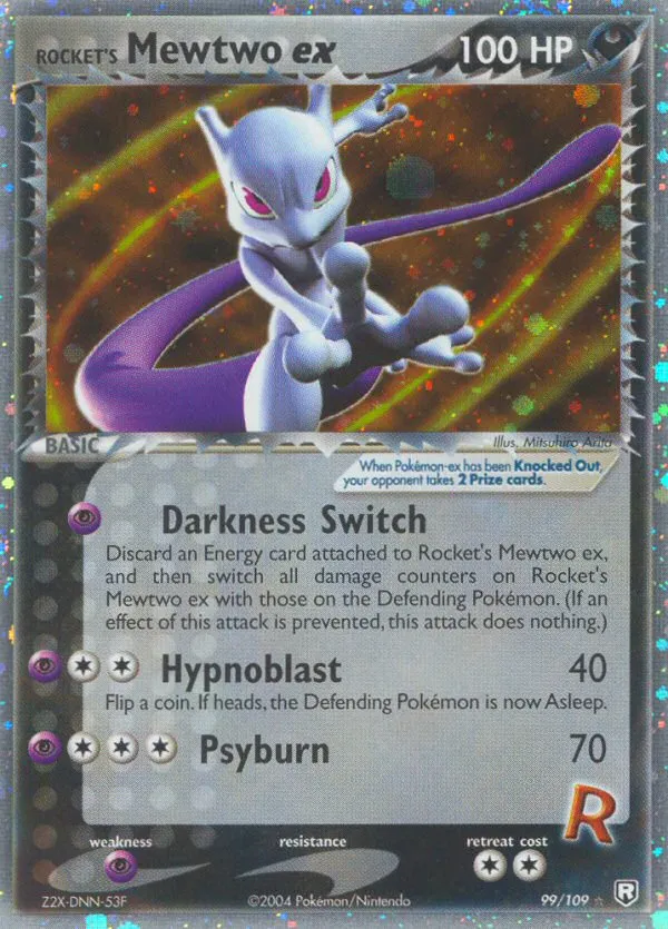 2004 Team Rocket Returns Rocket's Mewtwo ex #099/109 Rare Holo EX card image