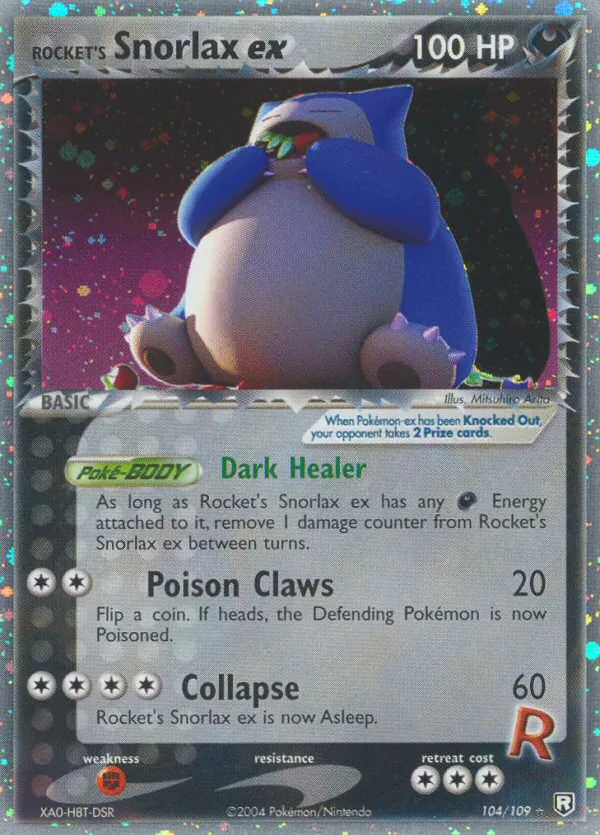 2004 Team Rocket Returns Rocket's Snorlax ex #104/109 Rare Holo EX card image