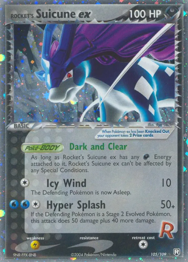 2004 Team Rocket Returns Rocket's Suicune ex #105/109 Rare Holo EX card image