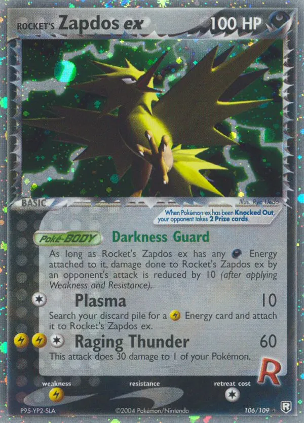 2004 Team Rocket Returns Rocket's Zapdos ex #106/109 Rare Holo EX card image